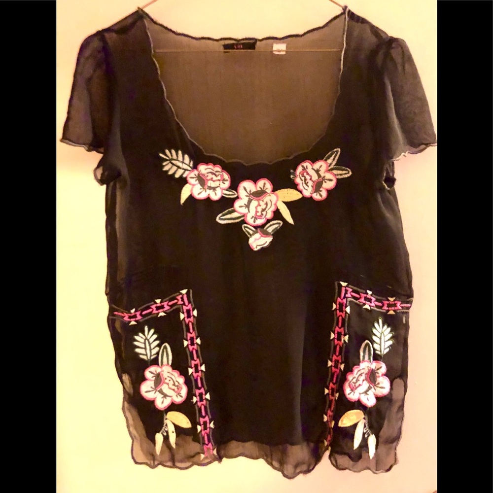 Sheer Black Top With Detailed Embroidery